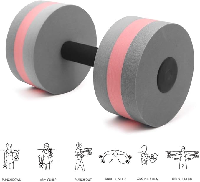Water Dumbbells Aquatic Exercise Dumbells Water Aerobics Workouts 2PCS Foam Barbells for Men Women Water Sports Fitness Tool