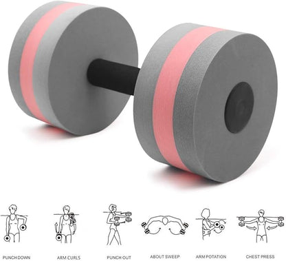 Water Dumbbells Aquatic Exercise Dumbells Water Aerobics Workouts 2PCS Foam Barbells for Men Women Water Sports Fitness Tool