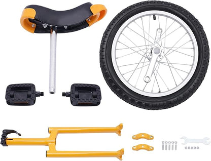 16/24 Inch Wheel Unicycle with Steel Rim, Unicycle Electric Wheel Skidproof Mountain Tire Cycling Sports Exercise with Adjustable Seat, Adults Kids Outdoor Sports Fitness Exercise Tool