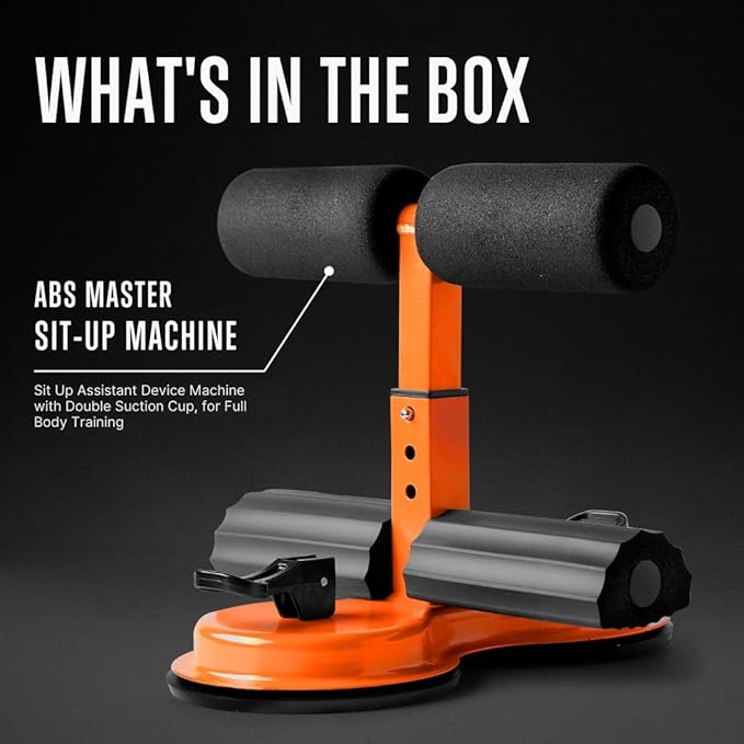 SQUATZ Portable Sit Up Bar Floor Holder with 2 Strong Suction Cups for Abs, Pull Up Bar, Sticky Pad, Adjustable Foot Holder for Thigh, Workout for Office Home Gym for Men and Women, Support 661 lbs
