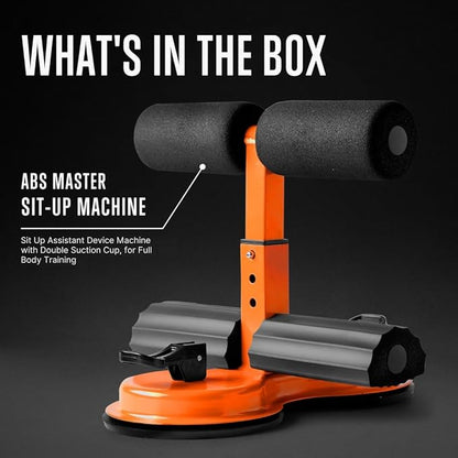 SQUATZ Portable Sit Up Bar Floor Holder with 2 Strong Suction Cups for Abs, Pull Up Bar, Sticky Pad, Adjustable Foot Holder for Thigh, Workout for Office Home Gym for Men and Women, Support 661 lbs