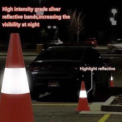 [5 Pack] 18 inch Traffic Cones with Reflective Strip, Safety Road Parking Cones,Agility Field Marker Cones for Soccer Basketball Football Drills Training, Outdoor Sport Activity & Festive Events