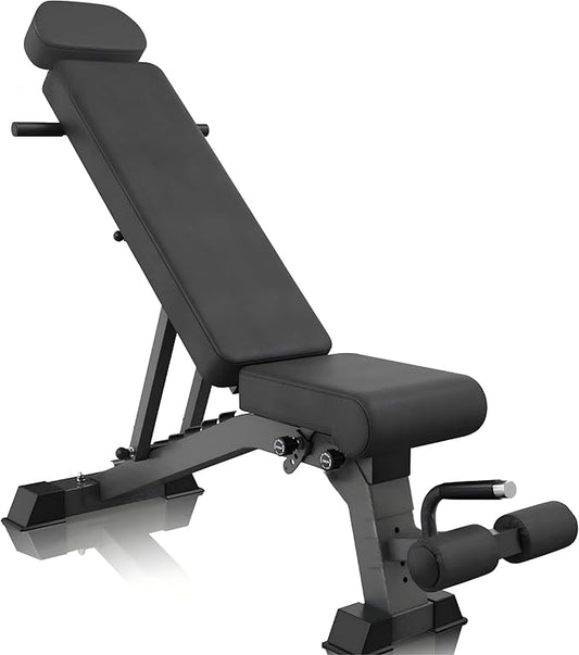 YOUTEN 1300 LB Weight Bench With Headrest Heavy Capacity | 9-4-4 90° Adjustable Incline Decline Exercise Chair for Home Gym More Stable and Durable | Foldable Training Lifting Bench | Dragon Flag Handle for Abdominal Arm Workout 2025 New Version