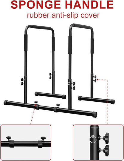 Dip Stand Station, Adjustable Dip Bar for Home Gym Fitness Equipment, Push Up Stand, Gymnastics Bar, Heavy Duty Body Bar Press for Tricep Dips, Pull-Ups, Push-Ups