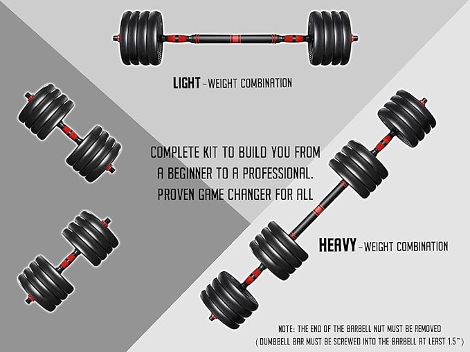 2021 High Performance Parts Adjustable Weight Dumbbell Barbell Kit with Ab Roller 88LB / 110LB Home Workout Equipment (110) black
