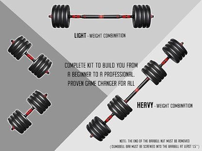 2021 High Performance Parts Adjustable Weight Dumbbell Barbell Kit with Ab Roller 88LB / 110LB Home Workout Equipment (110) black