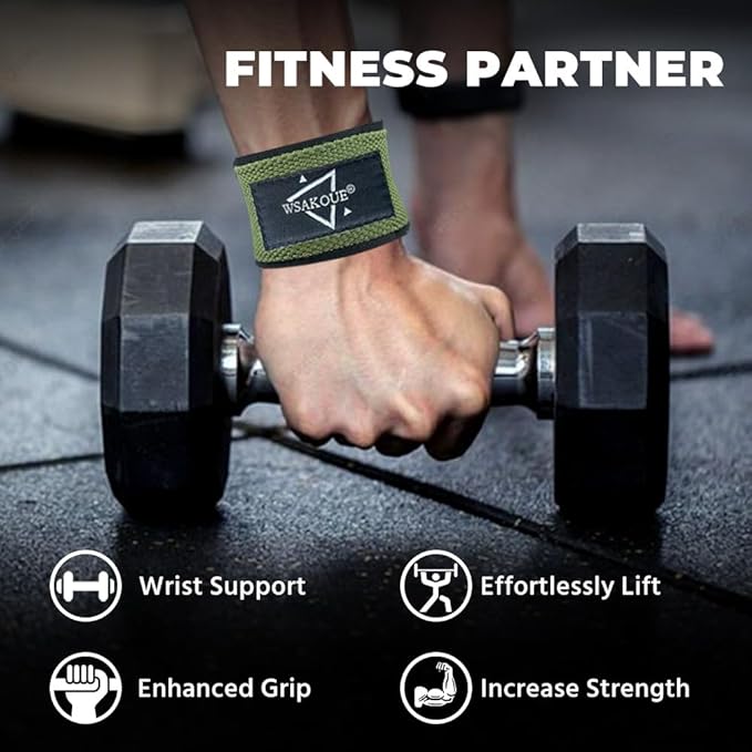 WSAKOUE Lifting Straps, Weightlifting Straps, Deadlift Straps with Padded Neoprene for Power Lifting, Bodybuilding, Gym Workout, Strength Training & Fitness Workout, Resistance