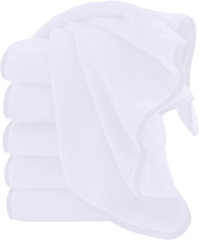 Cosy Family 6 Pack Ultra Soft Microfiber Absorbent Hand Towel, Silk Hemming Towels for Bathroom - Quick Drying - Perfect for Bath, Fitness, Gym, Shower, Hotel, and Spa - 16x28 Inch, White