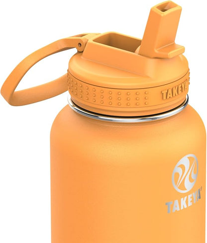 Takeya 32 oz Actives Stainless Steel Water Bottle with Straw Lid – Leakproof, Double-Wall Insulated, Keeps Drinks Cold 24 hrs/Hot 12 hrs, BPA-Free, Powder-Coated, Gym & Travel, Honeycomb