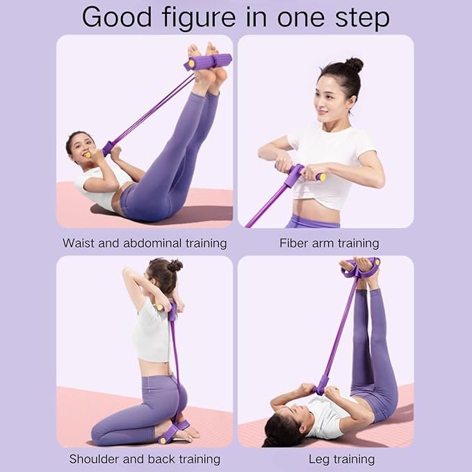 21Fitness Resistance Bands-6 Tube Pedal Ankle Puller with 8 Shape Resistance Band,Multifunction Tension Rope, for Strength Training, Tummy, Waist, Arm, Leg Slimming, Home Gym Exercise Equipment