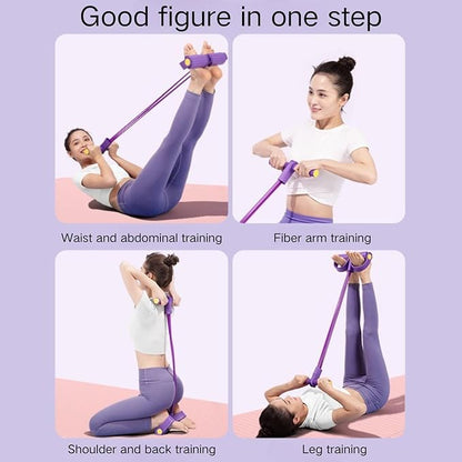 21Fitness Resistance Bands-6 Tube Pedal Ankle Puller with 8 Shape Resistance Band,Multifunction Tension Rope, for Strength Training, Tummy, Waist, Arm, Leg Slimming, Home Gym Exercise Equipment