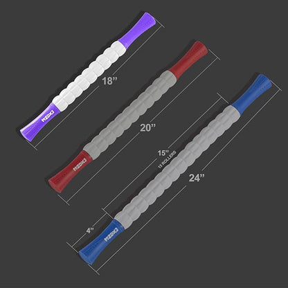Muscle Roller Massage Roller Stick- Deep Tissue Fascia Blaster for Myofascial Pain Relief, Lymphatic Drainage & Body Sculpting, Handheld Physical Therapy & Recovery Tool (Purple White-18 inch)