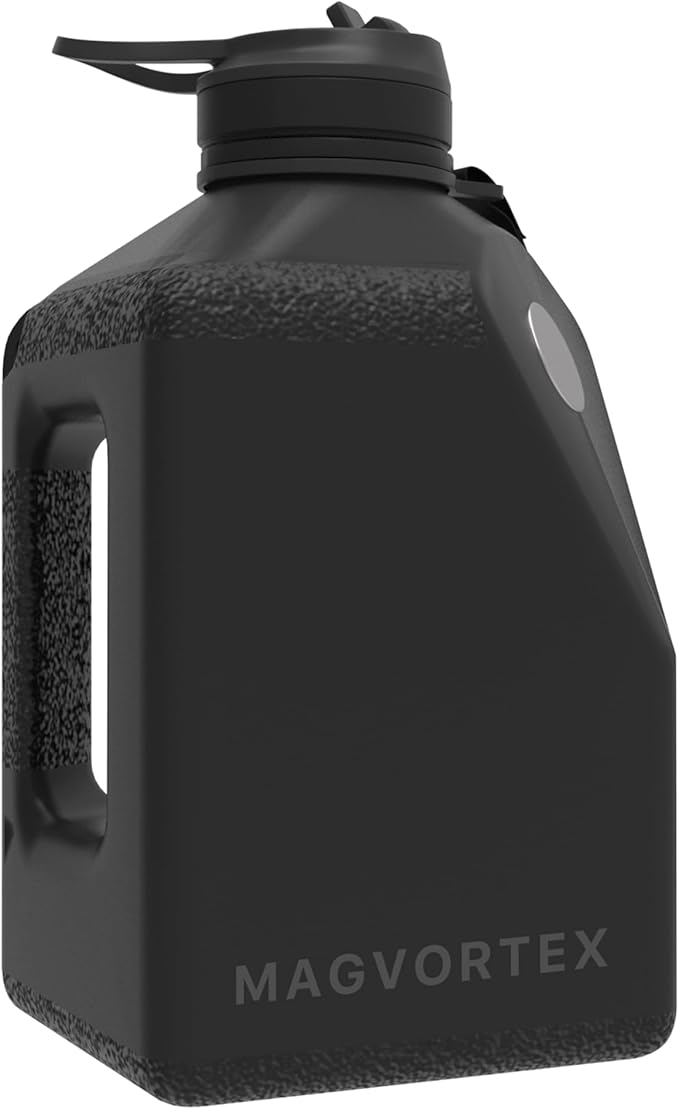 Magvortex Water Bottle 91oz, 2.7 liters, BPA-Free Plastic, Magnetic Phone Holder, Wide Mouth, Leakproof Flip-Top Lid, Large Daily Intake Chug Bottle for Hydration, Gym, Hiking & Daily Use