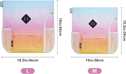 WANDF Drawstring Backpack Sports Gym Bag with Shoes Compartment, Water-Resistant String Backpack Cinch for Women Men (Small,Rainbow Gradient)