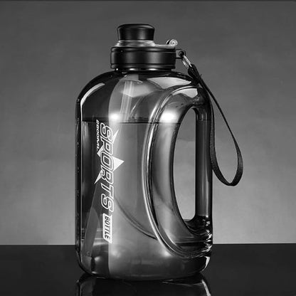80 Oz Big Water Bottle for Men ＆ Women, Reusable Hiking Water Bottle with Portable Handle, Leakproof Gym Water Jug with Straw ＆ Clear Markings for Running Hiking Camping Travel (Black 1.8 L)