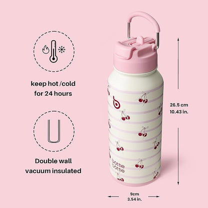 BOTTLE BOTTLE 32oz Insulated Water Bottle Stainless Steel Sport Water Bottle with Straw Dual-use Lid Design for Gym with Pill Box