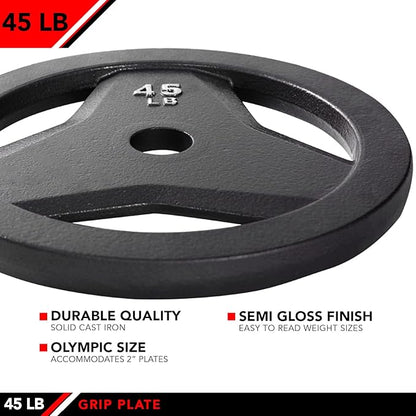 JFIT Olympic 2 Inch Grip Plates and Bumper Plates for Barbell - Single Weights or Sets of 2 (Muliple Weights)