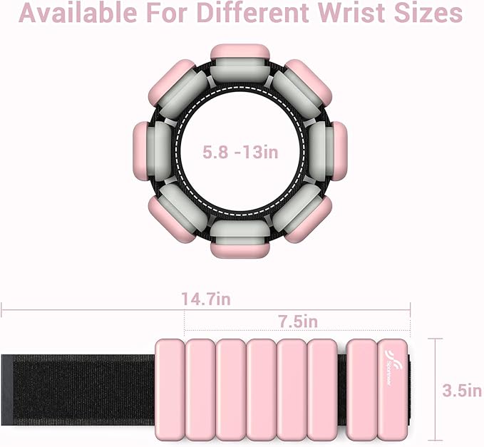 Sportneer Wrist & Ankle Weights for Women Men - 1 Pair (1 lb/2 lb Each) | Adjustable Weighted Bracelet Silicone Bangles for Yoga, Dance, Pilates, Cardio, Aerobics, Gym, Pool Exercises and Jogging