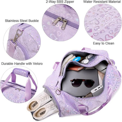 Duffel Bag for Girls Fluffy Ballet Dance Bag for GirlsSports Gym Bag Water Resistant Travel Duffle Bags with Shoes Compartment