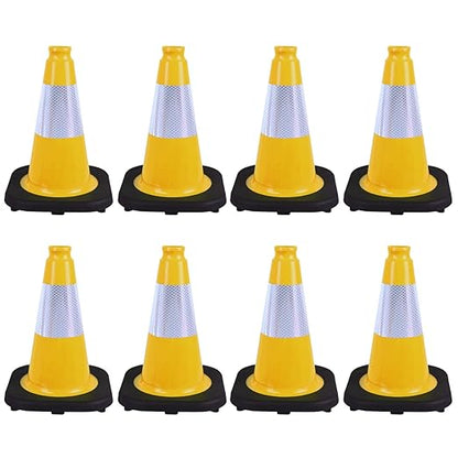 8 Pack 12 Inch Yellow Traffic Cones with Black Base, Multipurpose Road Safety Markers for Driveway, Parking Lots, Pet Training (8, Yellow, 12 Inch)