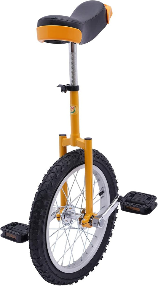 16/24 Inch Wheel Unicycle with Steel Rim, Unicycle Electric Wheel Skidproof Mountain Tire Cycling Sports Exercise with Adjustable Seat, Adults Kids Outdoor Sports Fitness Exercise Tool