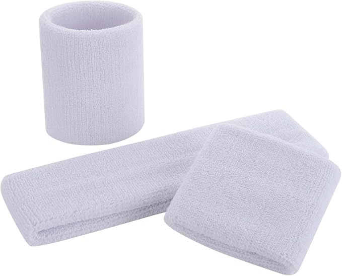 ONUPGO Sweatband Set Sports Headband Wristband Set Sweatbands Terry Cloth Wristband Wrist Sweatband Headbands Moisture Wicking Sweat Absorbing Head Band