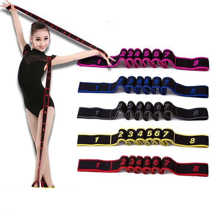 Stretching Resistance Band with Marked Sections, 8 Section Elastic Stretch Strap for Yoga, Pilates, Physical Therapy, Home & Gym Training