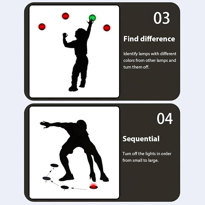 4Pcs/Set Reactions Training Lights, 4 Modes Speed Reactions Lights Training with USB Charging for Fitness, Basketball, Football, Décor de Printemps