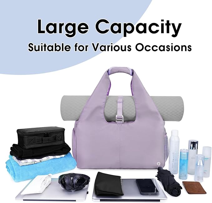 sportsnew Yoga Gym Bags for Women with Shoes Compartment & Wet Dry Storage Pockets & Adjustable Yoga Mat Holder, Patent Pending
