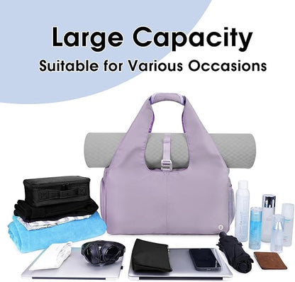 sportsnew Yoga Gym Bags for Women with Shoes Compartment & Wet Dry Storage Pockets & Adjustable Yoga Mat Holder, Patent Pending