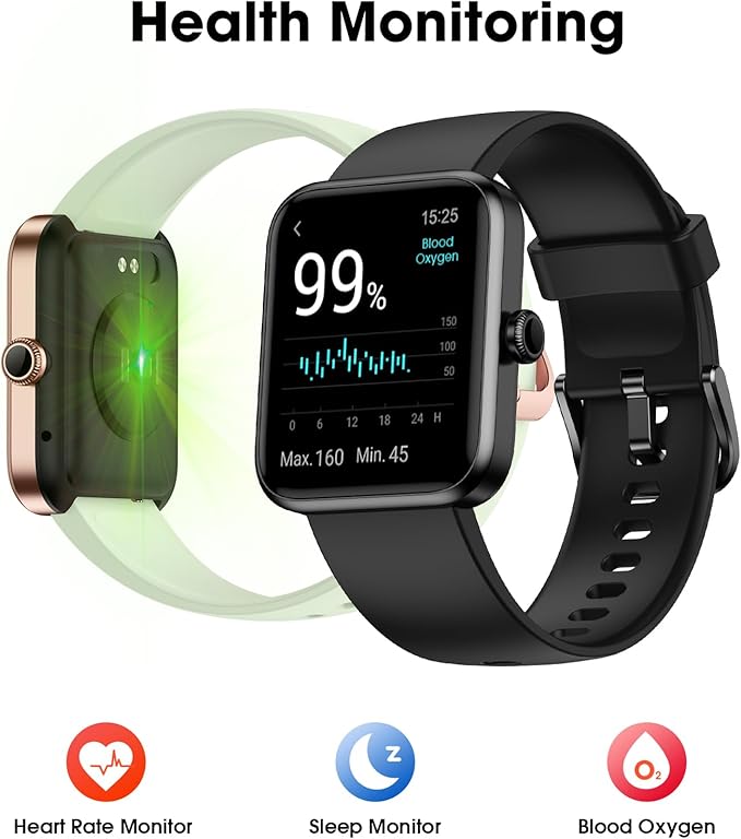 Fitness Tracker Watch, Step Tracker with Heart Rate, Blood Oxygen Sleep Monitor, IP68 Waterproof Pedometer, Step Calorie Counter, Health Fitness Watch for Sports, Activity Tracker for Women Men