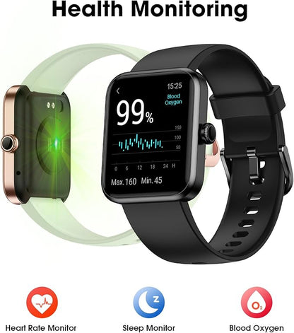 Fitness Tracker Watch, Step Tracker with Heart Rate, Blood Oxygen Sleep Monitor, IP68 Waterproof Pedometer, Step Calorie Counter, Health Fitness Watch for Sports, Activity Tracker for Women Men