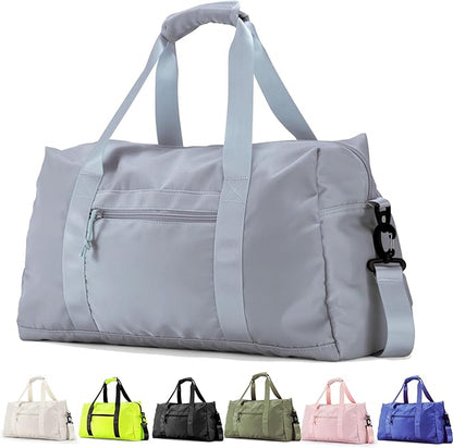 Travel Duffle Bag,Sport Gym Bag for Men And Women with Wet Pocket,Weekender Bag Carry On Tote Bags for Airplane Light Grey