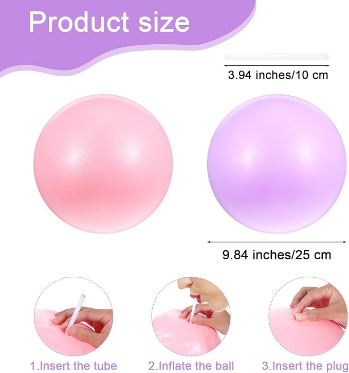2 Pcs Small Exercise Ball Soft 9 Inch Mini Pilates Ball Anti Slip Resistant Yoga Balls Ideal Small Exercise Balls Between Knee Squeeze for Stability Fitness Physical Therapy Stretch Strength Workout