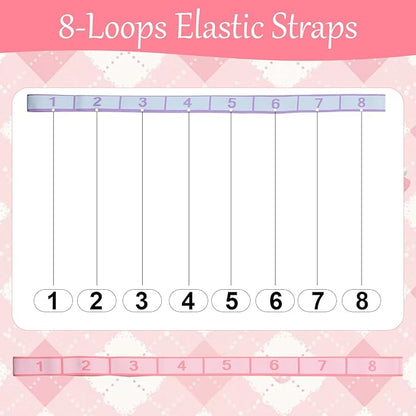 Adjustable Stretch Strap, 2 Pcs Elastic Yoga Stretching Strap with Loops 8-Loop Dance Stretch Band Stretching Bands for Flexibility Multi-Loop Exercise Bands for Pilates, Latin and Yoga