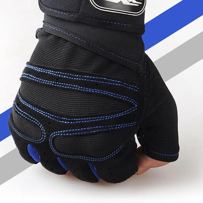 Mikinona Fitness Half-Finger Gloves for Men XL Dark Blue Cycling and Weight Lifting Gloves with Wrist Support for Fitness Training and Riding