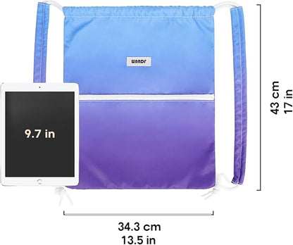 WANDF Drawstring Backpack Sports Gym Bag with Shoulder Pads Water Resistant String Cinch Bag for Women Men (Blue Gradient)