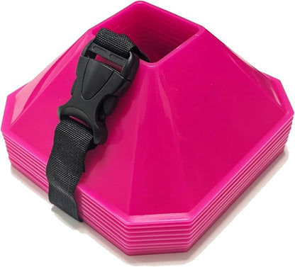 Sports Square Training Cones (Set of 10) - APEX PRO Sports - Training Cones with Carry Strap for Training, Soccer, Football, Basketball,Kids and Other Sports and Games