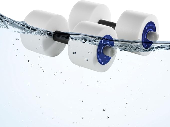 THERABAND Water Weights, Aquatic Dumbbells for Pool Fitness, 2 Foam Weights with Padded Grip for Water Aerobics, Therapy, Workouts, Pool Exercise Equipment, Aqua Training