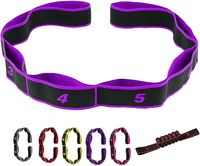 Fitness Resistance Band for Stretching and Yoga, Number Hamstring Stretch Strap with 8 Adjustable Segments for Beginners and Advanced Users