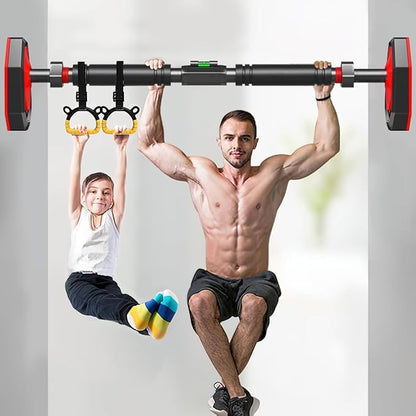 Doorway Pull Up Bar - No Screw Installation, Adjustable Width Upper Body Workout Bar with Automatic Locking, 440 LBS Strength Training Pull-Up Bar for Home Gym Exercise