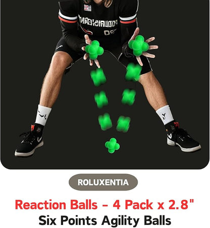 Reaction Balls 4 Pack, 2.8 Inch - Baseball Handball Reflex Training Equipment, Hand-Eye Coordination, Speed Reflex Trainer for Agility Games and Garden Family Gatherings