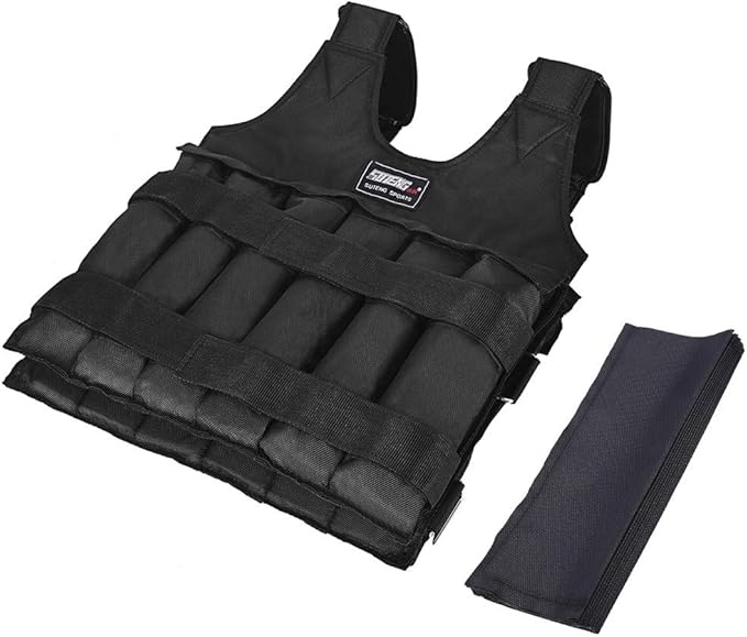Weighted Vest Men Workout - Adjustable Weight Vests with Shoulder Pad, Weighted Vest Woman for Running Walking Strength Jogging Cardio (Black Vest Without Weight)