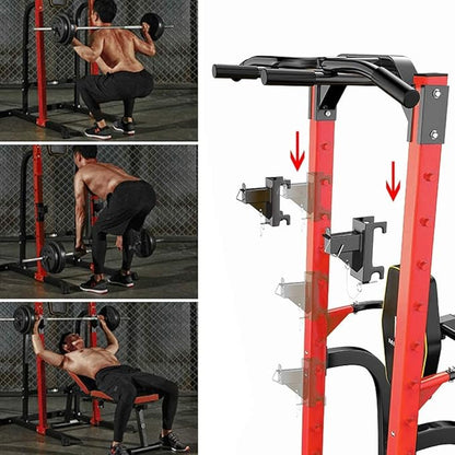 ZENOVA Pull Up Bar Station Power Tower, Adjustable Height Dip Bar for Home Gym Multi-Function Strength Training Workout Equipment