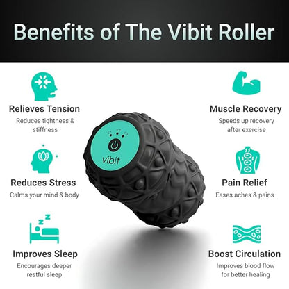 Vibit - Vibrating Massager for Plantar Fasciitis, Pain Relief and Sciatica, Foot and Body Portable Massage Roller, Deep Tissue Pain Relief from Feet to Neck, Electric, 3 Vibration Levels (Green)