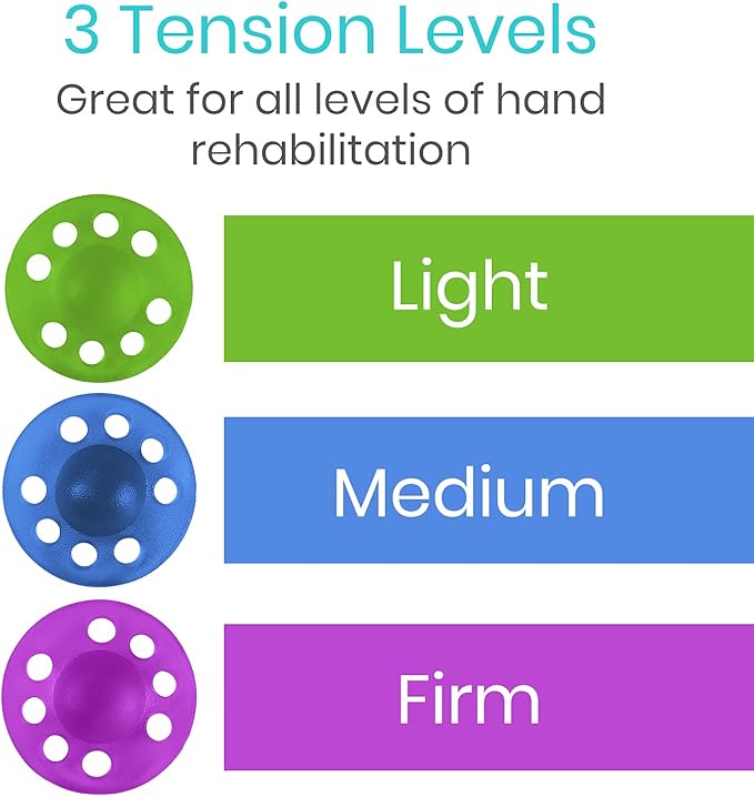 Vive Finger Exerciser Strengthener (3 Pack) - Hand Therapy Equipment for Grip Strength - Extensor Forearm Trainer Kit - Occupational Stretcher Balls for Fingers, Arthritis, Carpal Tunnel, Guitar