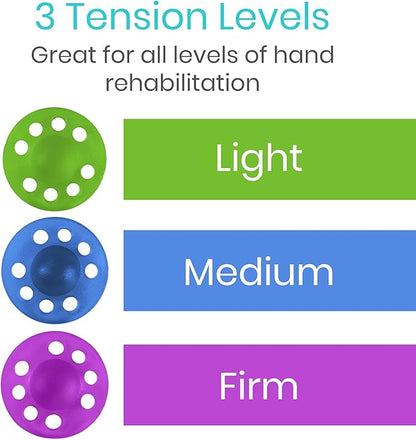 Vive Finger Exerciser Strengthener (3 Pack) - Hand Therapy Equipment for Grip Strength - Extensor Forearm Trainer Kit - Occupational Stretcher Balls for Fingers, Arthritis, Carpal Tunnel, Guitar