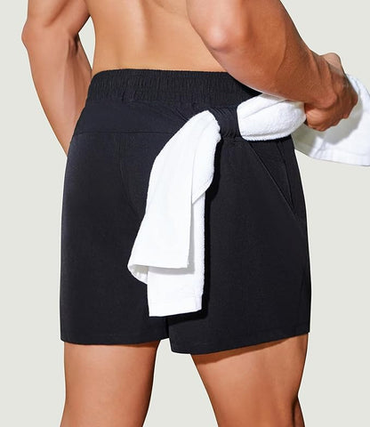 PINSPARK Men's Workout Shorts 5" Lightweight Running Shorts Quick Dry Athletic Gym Shorts with Zip Pocket Towel Loop