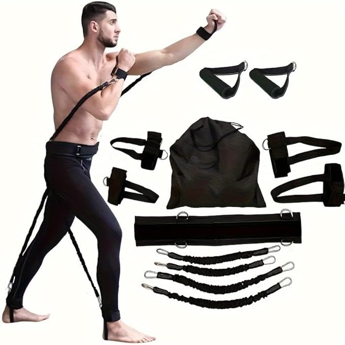 1 Piece Resistance Training Set - 35LB & 40LB Boxing, Martial Arts, Strength Training with Wrist Strap/Wrist Strap, Foot Cradle and Tote Bag