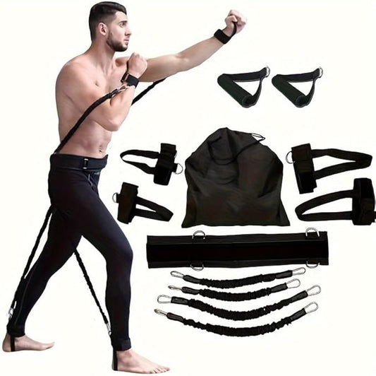 1 Piece Resistance Training Set - 35LB & 40LB Boxing, Martial Arts, Strength Training with Wrist Strap/Wrist Strap, Foot Cradle and Tote Bag